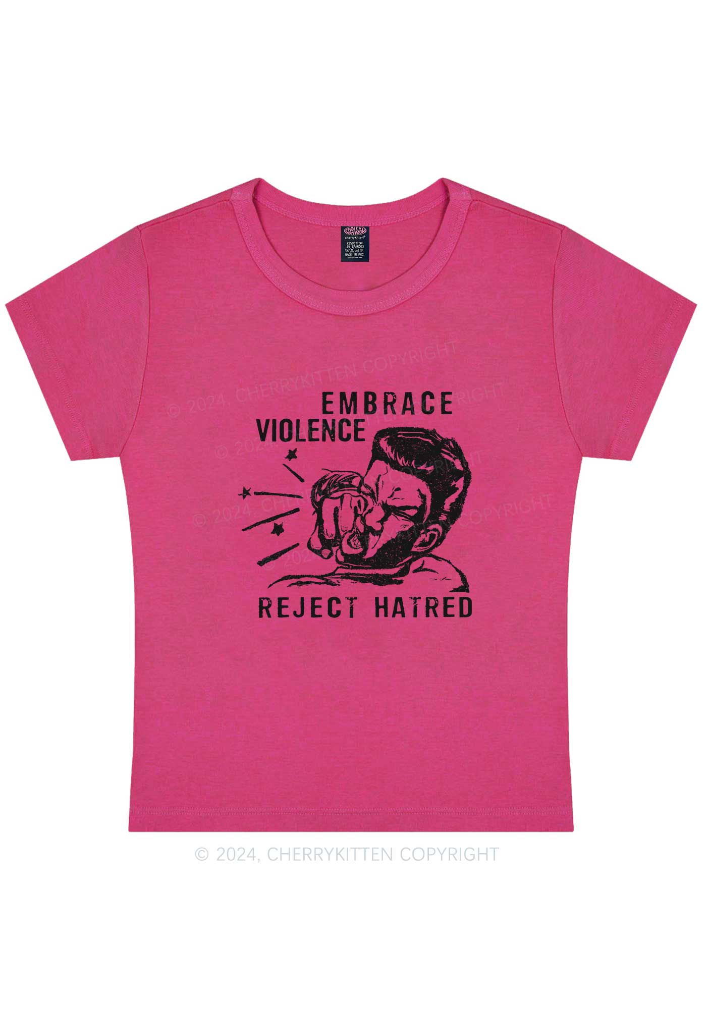 Curvy Embrace Violence Y2K Baby Tee Cherrykitten