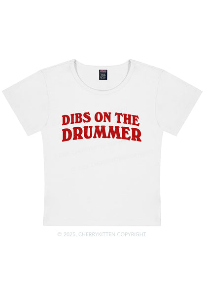 Curvy Dibs On The Drummer Y2K Baby Tee Cherrykitten
