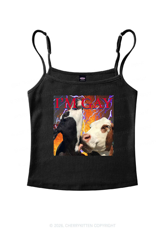 Gay Cow Play Pride Y2K Spaghetti Strap Cami Cherrykitten