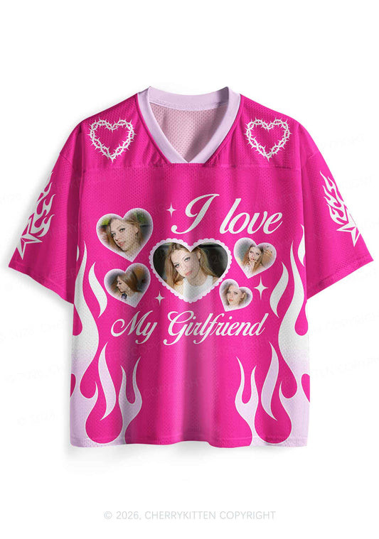 Hot Pink Custom GF BF Photo Y2K Sport Jersey Shirts Cherrykitten