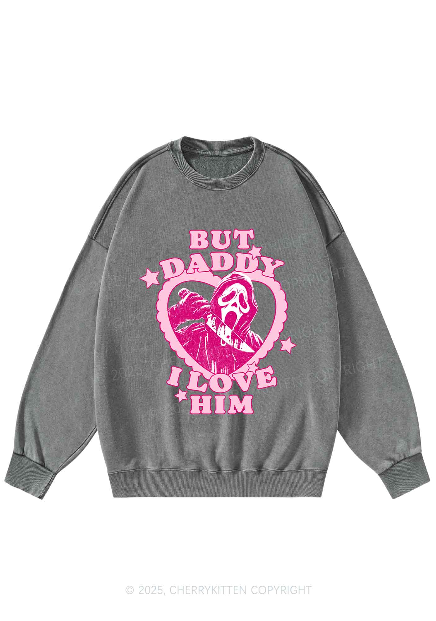Halloween Daddy Love Horror Y2K Washed Sweatshirts Cherrykitten
