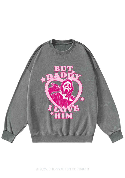Halloween Daddy Love Horror Y2K Washed Sweatshirts Cherrykitten