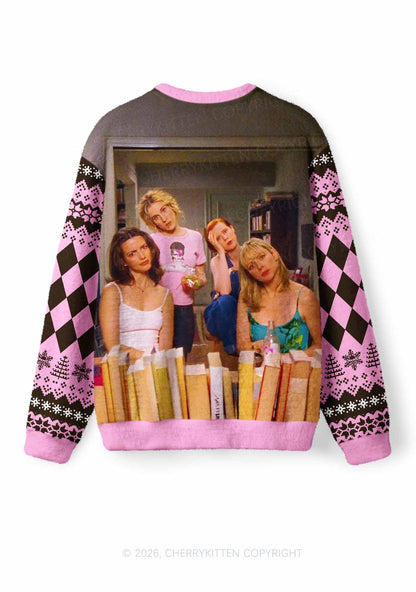 Girl Puzzled Y2K Knit Sweatshirt Cherrykitten