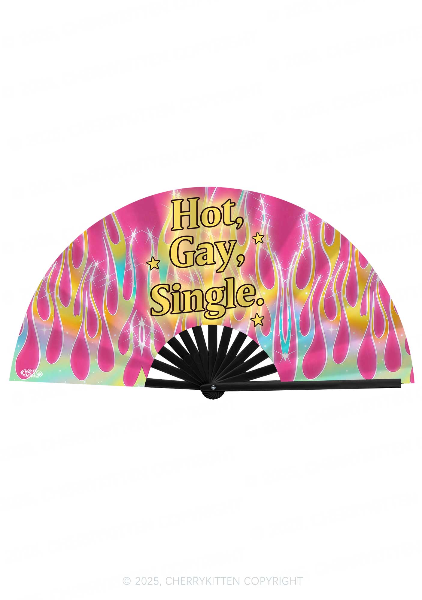 Hot Gay Single Pride Y2K Rave Hand Fan Cherrykitten