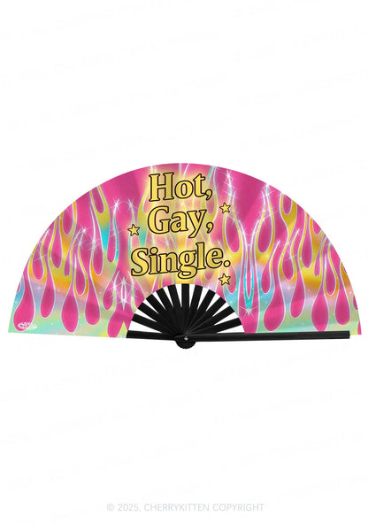 Hot Gay Single Pride Y2K Rave Hand Fan Cherrykitten