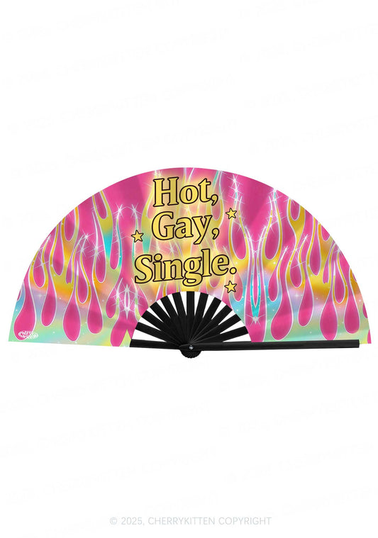 Hot Gay Single Pride Y2K Rave Hand Fan Cherrykitten
