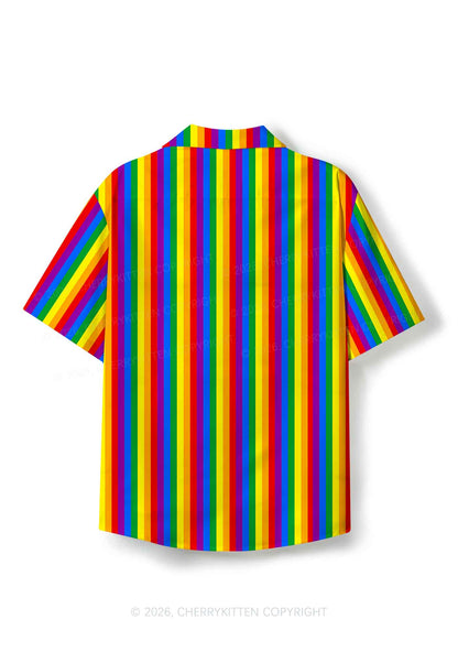Rainbow Flag Pride Y2K Print Hawaiian Shirt Cherrykitten