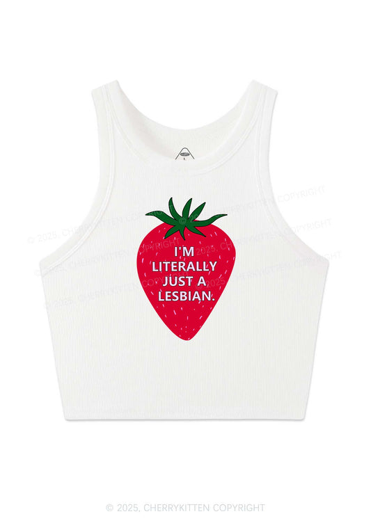 Lesbian Strawberry Pride Y2K Crop Tank Top Cherrykitten