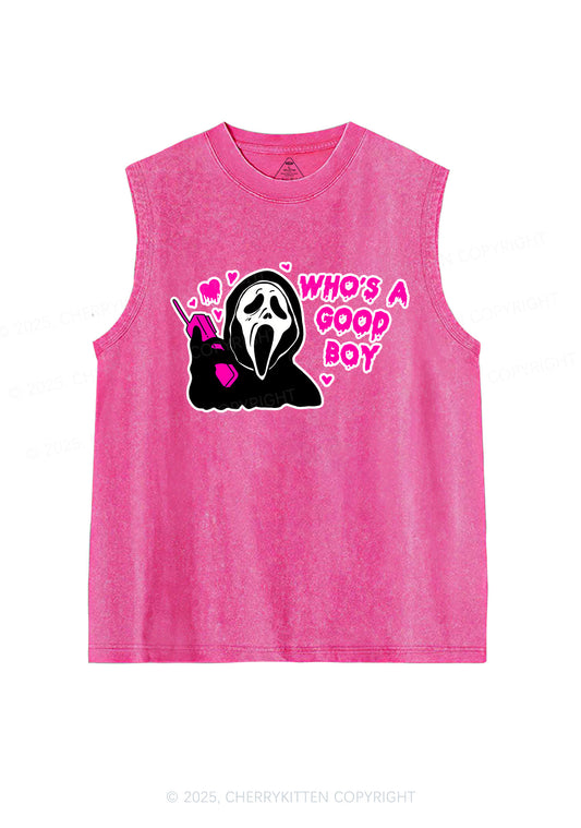Halloween Whos Good Boy Y2K Washed Muscle Tank Cherrykitten