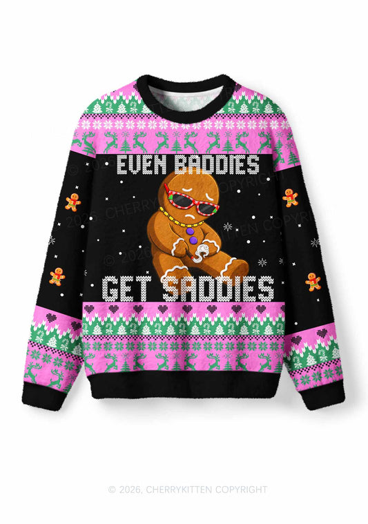 Baddies Gingerbread Get Saddies Y2K Knit Sweatshirt Cherrykitten