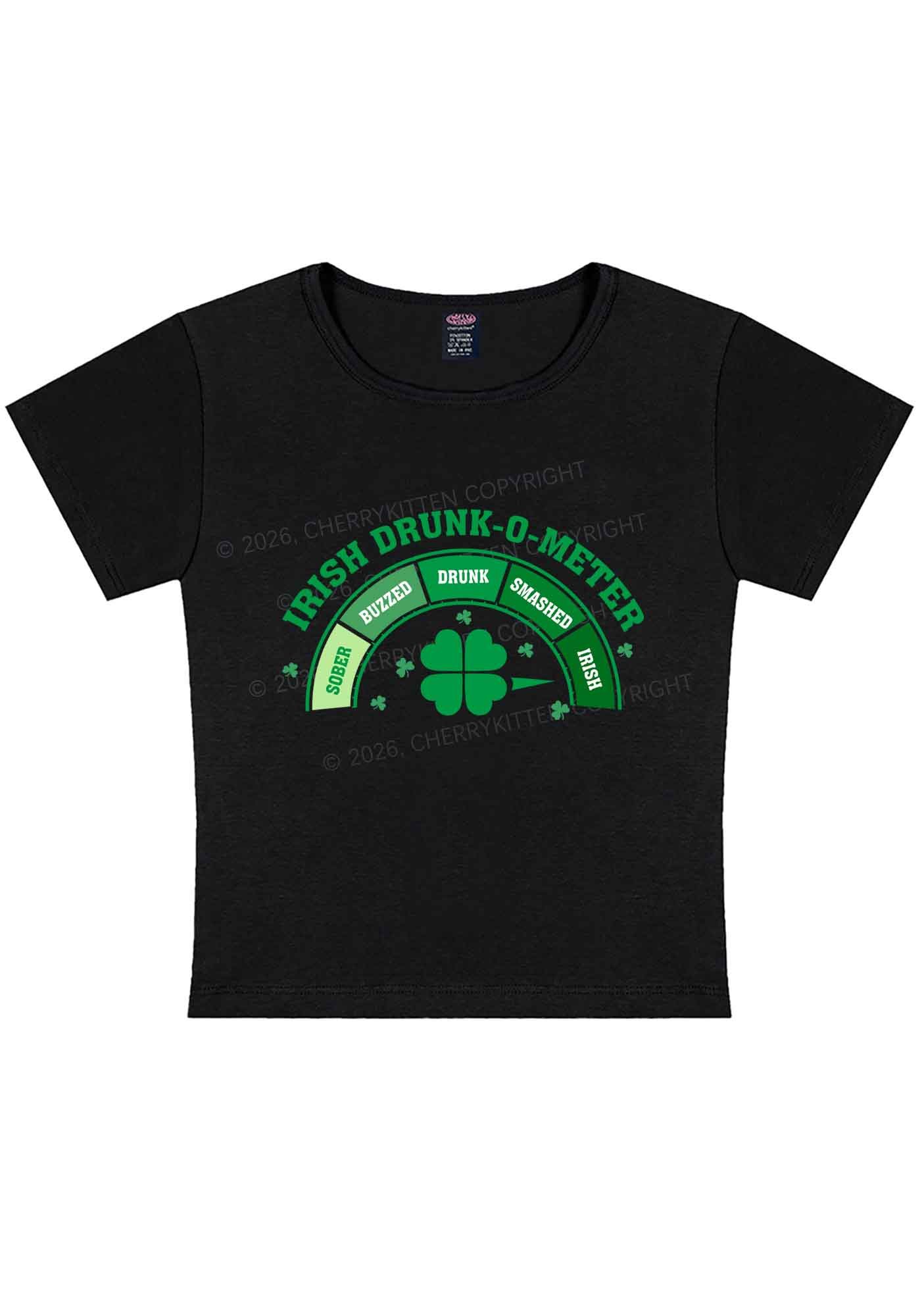 Irish Drunk O Meter St Patricks Y2K Baby Tee Cherrykitten