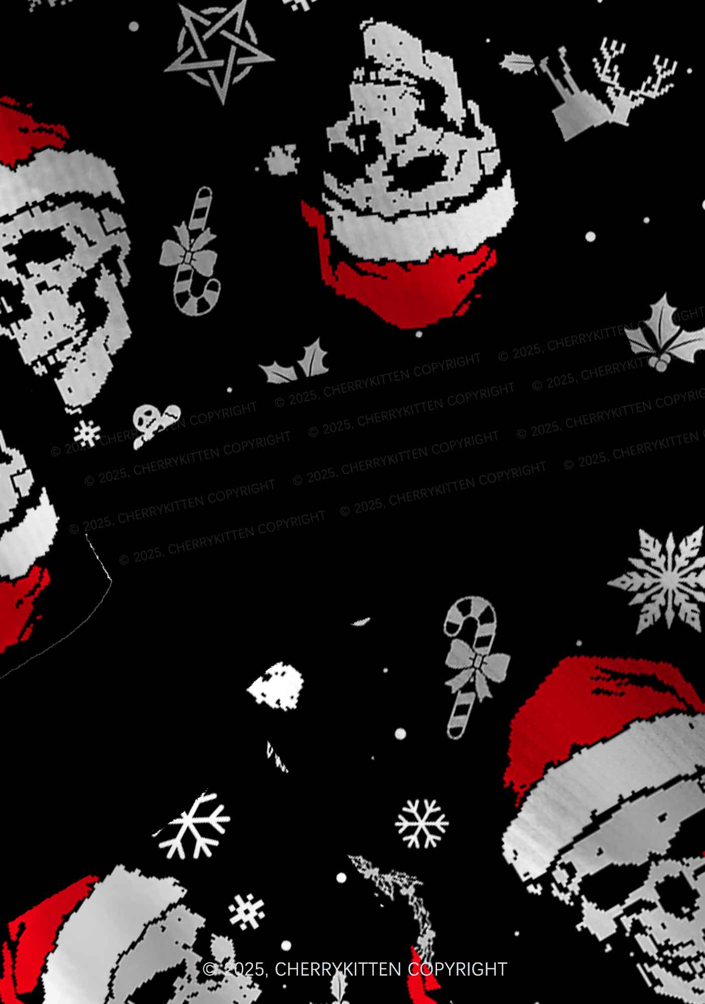 Skull Santa Y2K Christmas Cardigan Knit Sweatshirt Cherrykitten