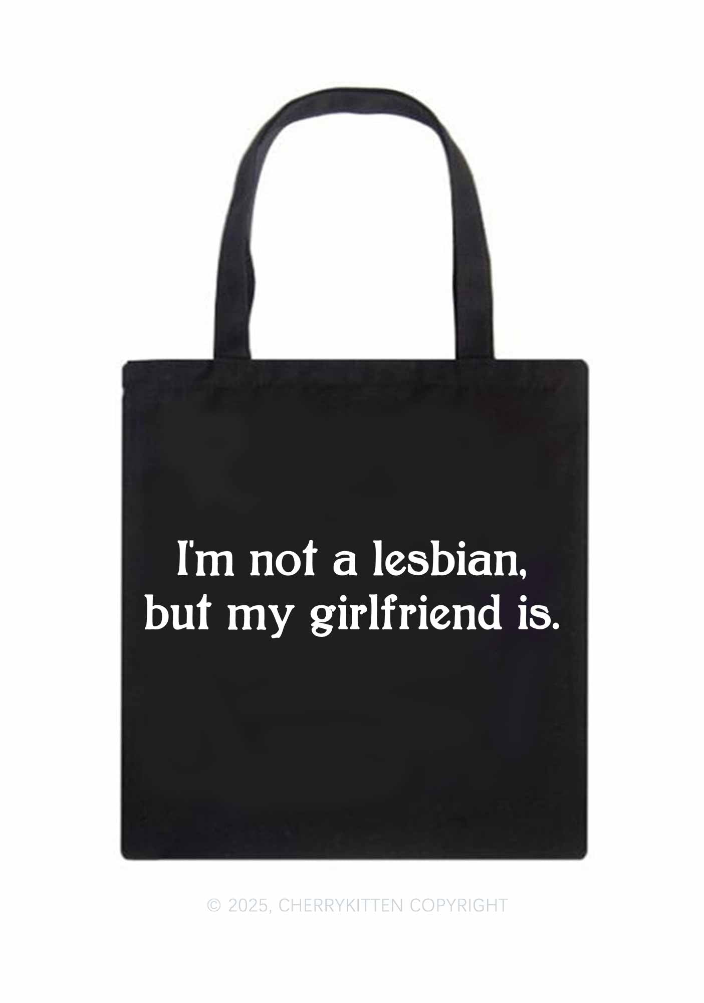 My Girlfriend Is Lesbian Pride Y2K Canvas Tote Bag Cherrykitten