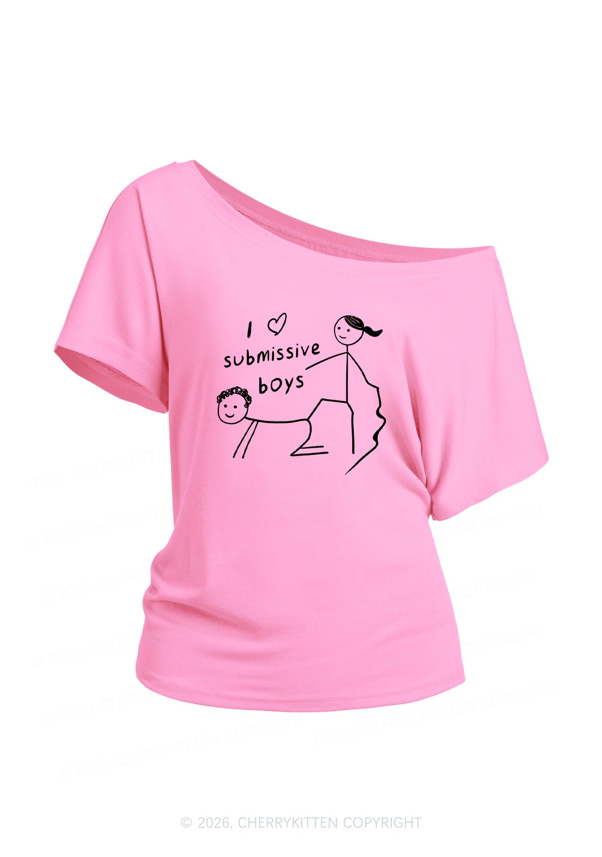 I Love S Boys Y2K Off Shoulder Tee Cherrykitten
