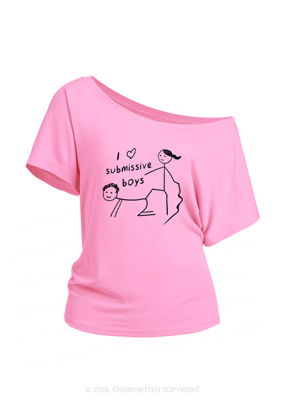 I Love S Boys Y2K Off Shoulder Tee Cherrykitten