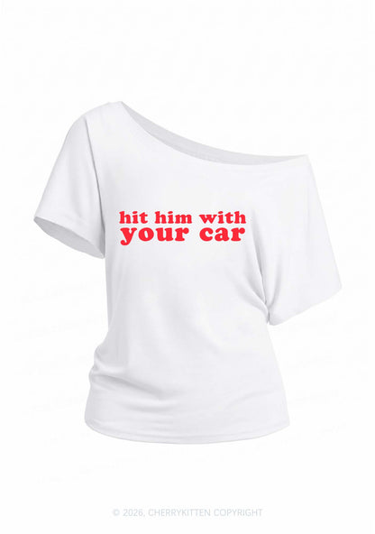 Hit Him Y2K Off Shoulder Tee Cherrykitten
