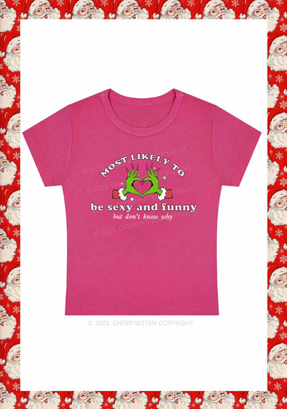 Queen Heart Be Funny Christmas Y2K Baby Tee Cherrykitten