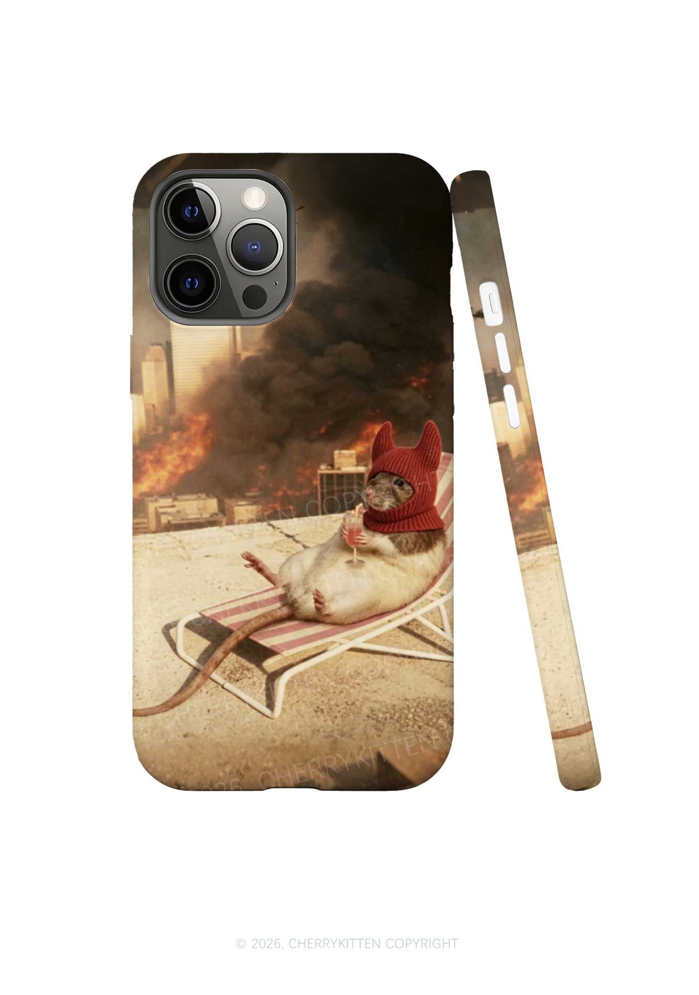 Halloween Fire City Devil Hat Rat Y2K Phone Case Cherrykitten