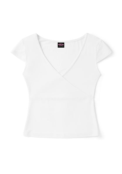 Plain Y2K Wrap V Neck T Shirts Cherrykitten