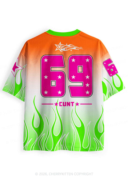 Pink Cxxt Green Flame Y2K Sport Jersey Shirts Cherrykitten