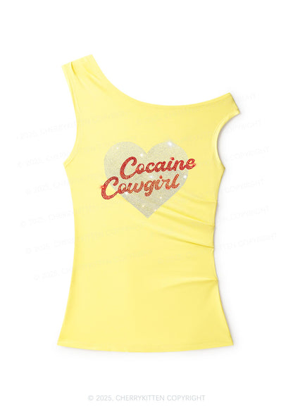 Rhinestone Cola Cowgirl Y2K Off Shoulder Tank Top Cherrykitten