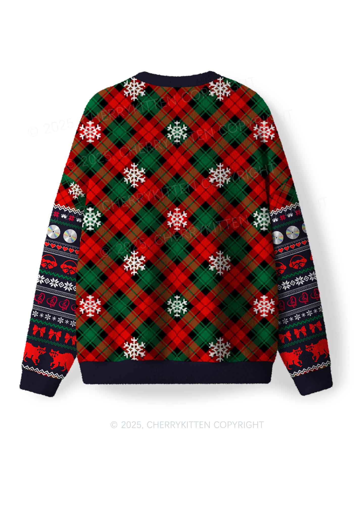 Raccoon Concert Y2K Christmas Knit Sweatshirt Cherrykitten
