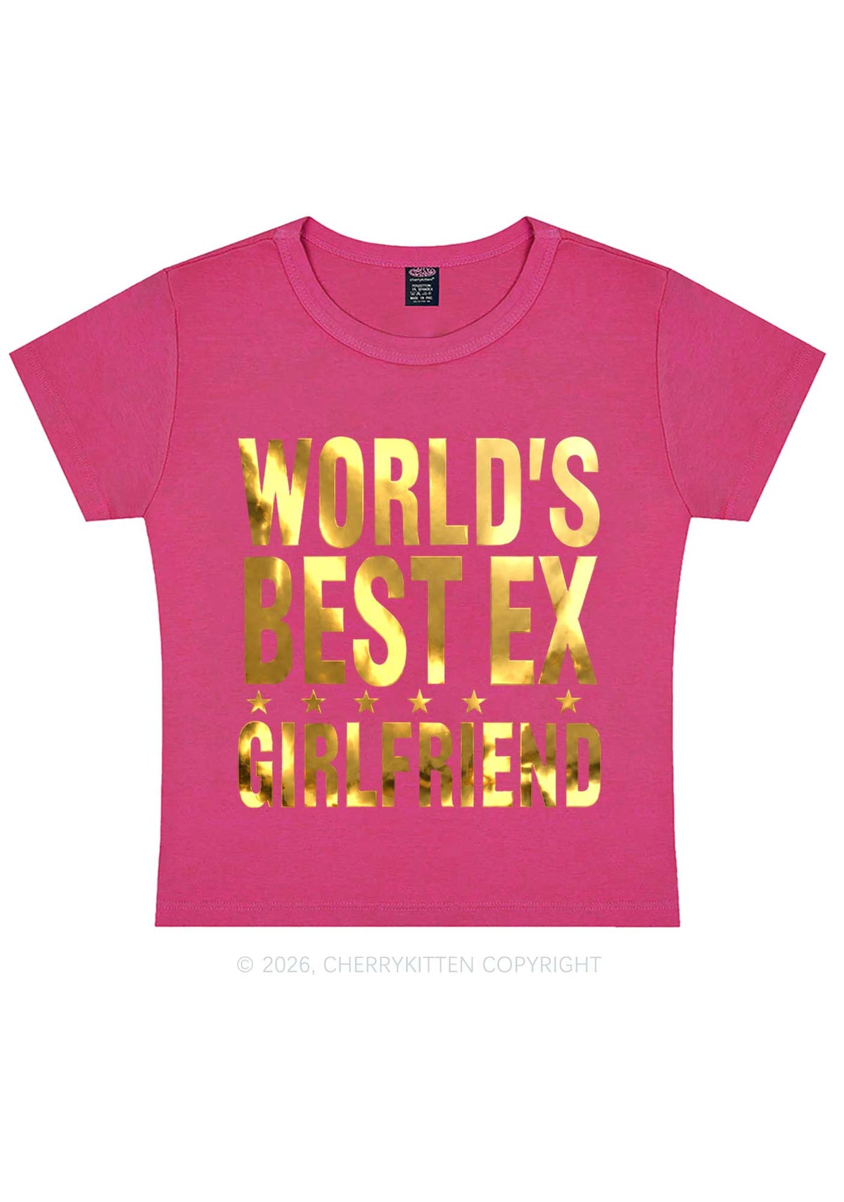 Best Ex Girlfriend Silver Foil Printed Y2K Baby Tee Cherrykitten