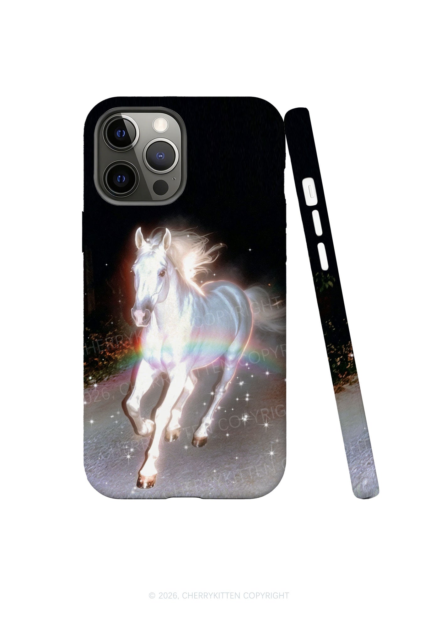 Rainbow Glowing Horse Y2K Phone Case Cherrykitten