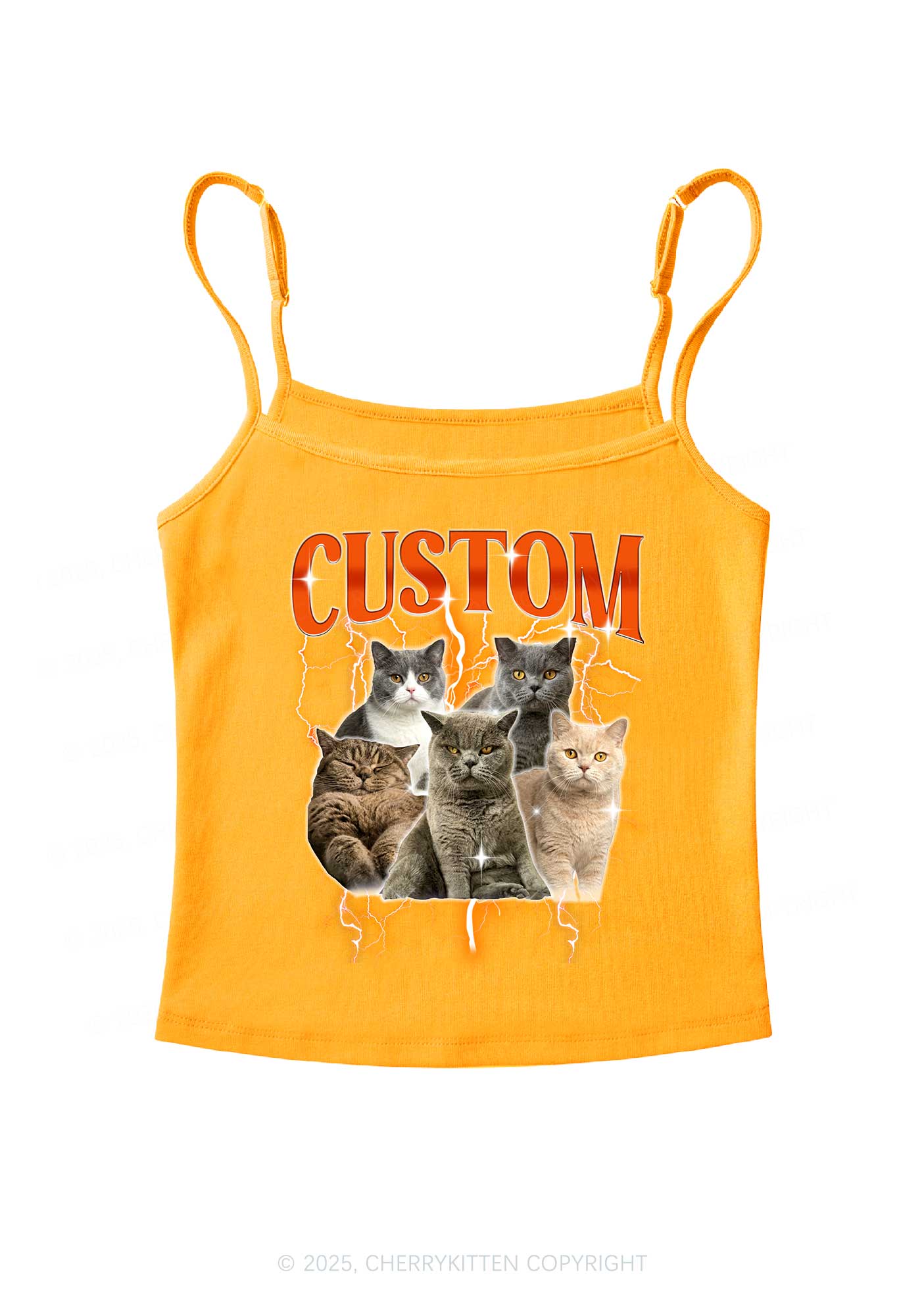 Custom Collage Pet Photo Y2K Spaghetti Strap Cami Cherrykitten