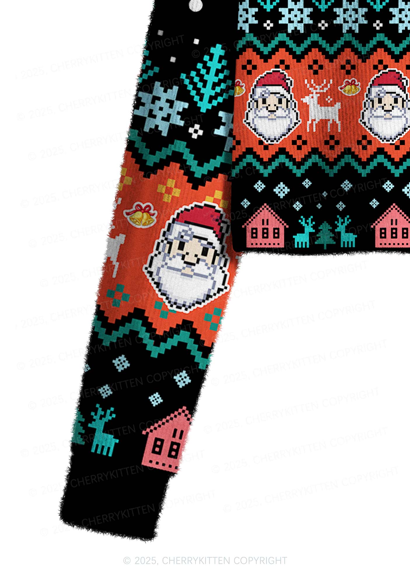 Santas Lil Slxt Y2K Christmas Crop Knit Sweatshirt Cherrykitten