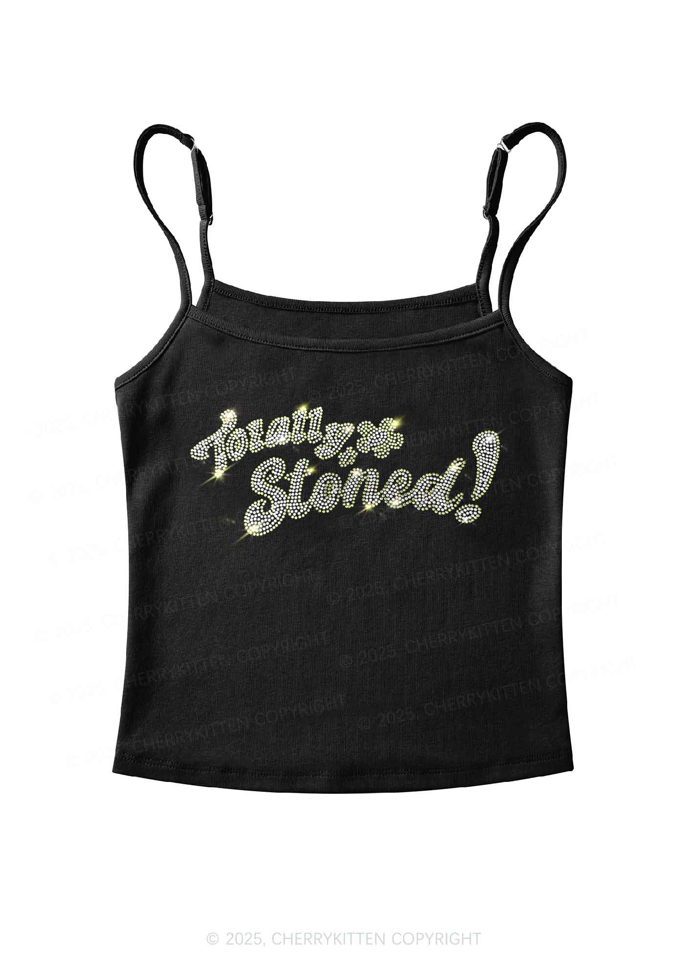 Rhinestone Totally Stoned Y2K Spaghetti Strap Cami Cherrykitten