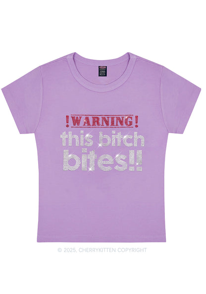 Rhinestone This Bxxch Bites Y2K Baby Tee Cherrykitten