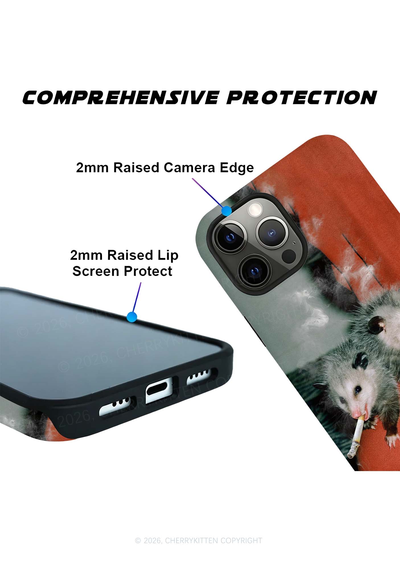 Smoking Badass Possum Y2K Phone Case Cherrykitten
