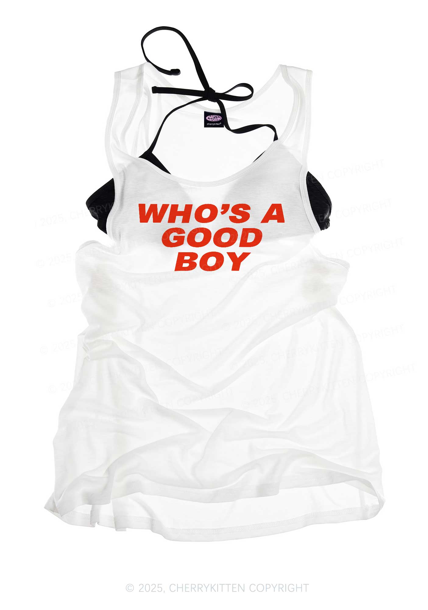 Who's A Good Boy Y2K Sheer Boyfriend Tank Cherrykitten