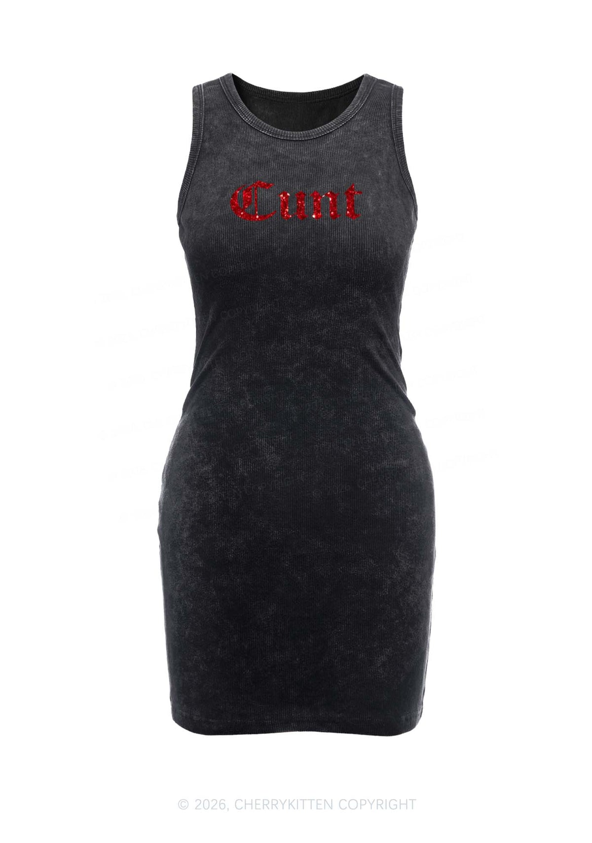 Glitter Cxxt Y2K Washed Tank Dress Cherrykitten