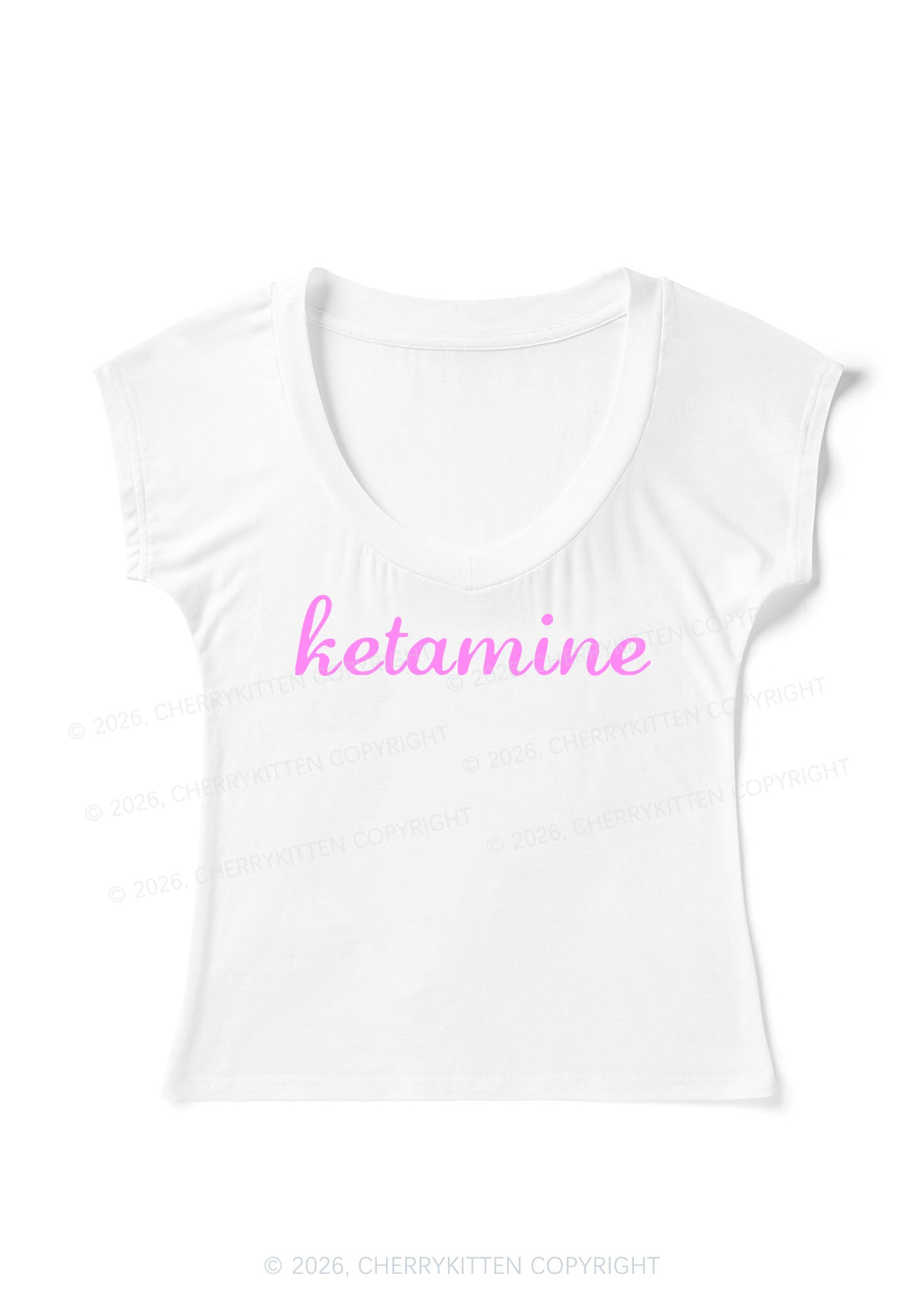 Pink Kxxamine Y2K V Neck T Shirts Cherrykitten