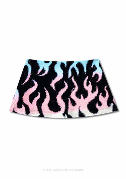 Trans Flame Pride Y2K Print Mini Skirt Cherrykitten
