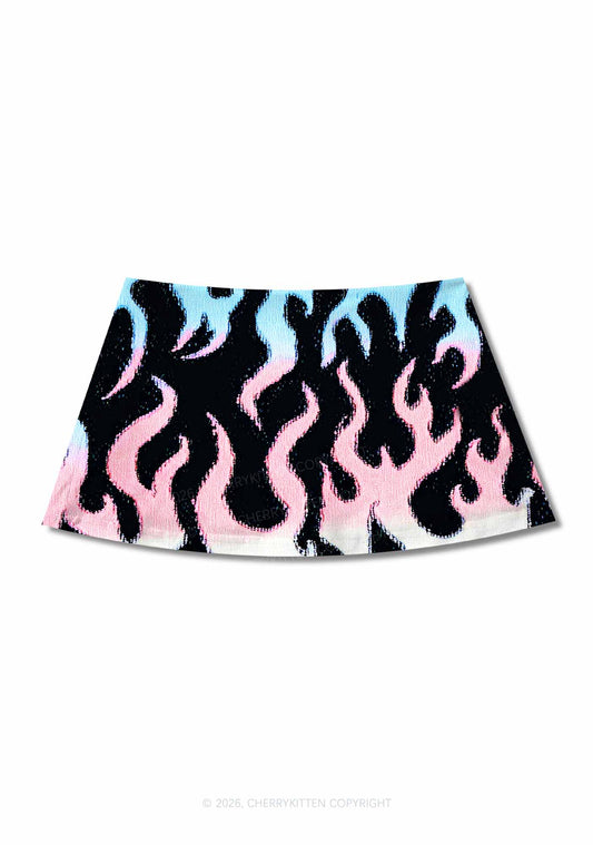 Trans Flame Pride Y2K Print Mini Skirt Cherrykitten