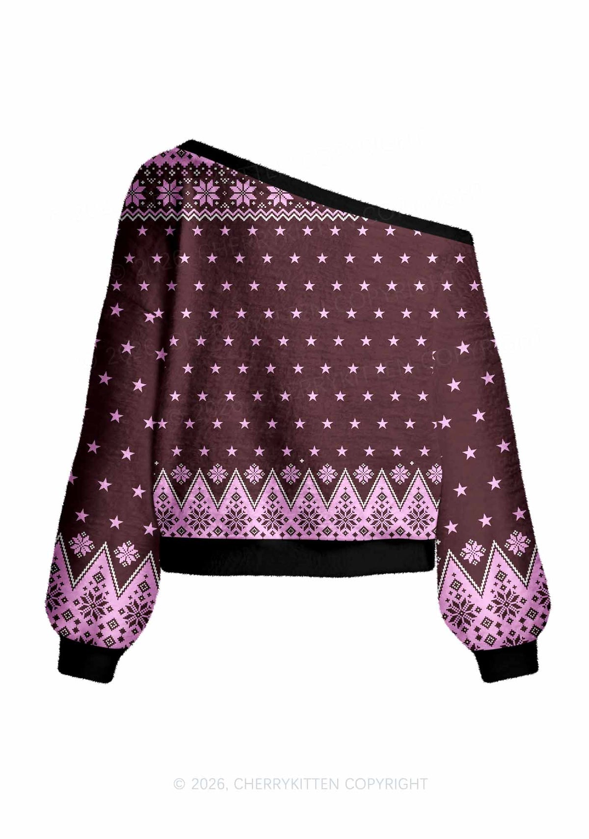 Smoking Rats Y2K Off Shoulder Knit Sweatshirt Cherrykitten