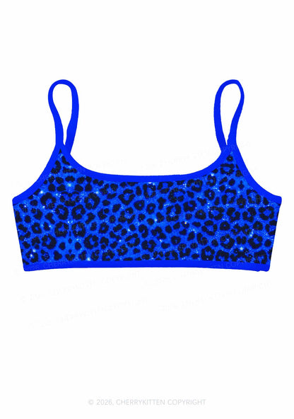Royal Blue Leopard Y2K Print Super Crop Cami Cherrykitten
