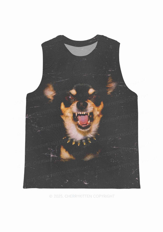 Growling Puppy Y2K Mesh Muscle Tank Cherrykitten