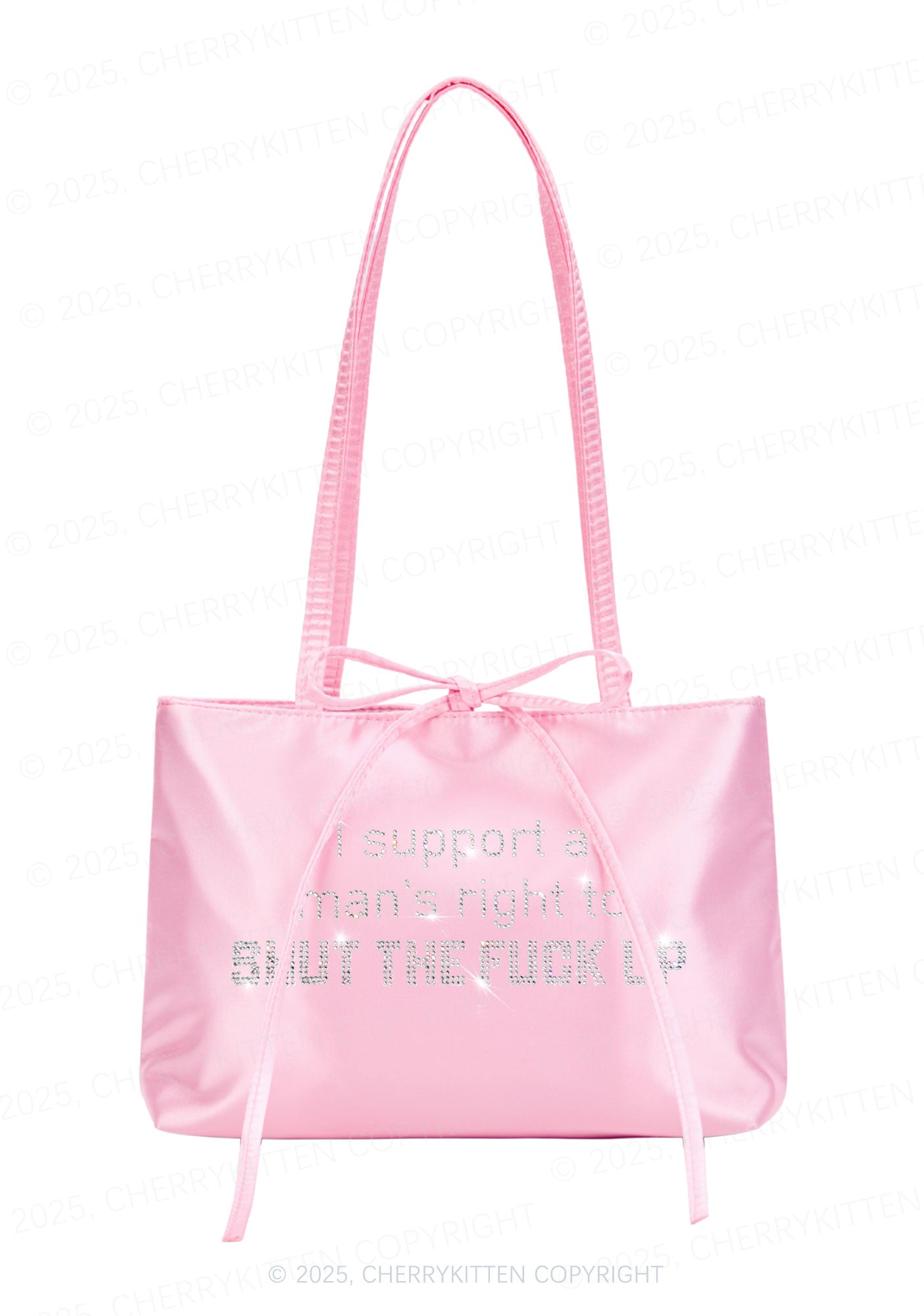 Rhinestone I Support A Mans Right Y2K Satin Bags Cherrykitten