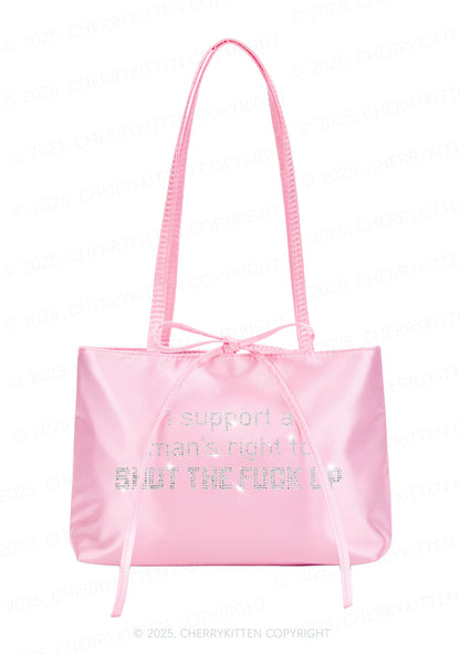 Rhinestone I Support A Mans Right Y2K Satin Bags Cherrykitten