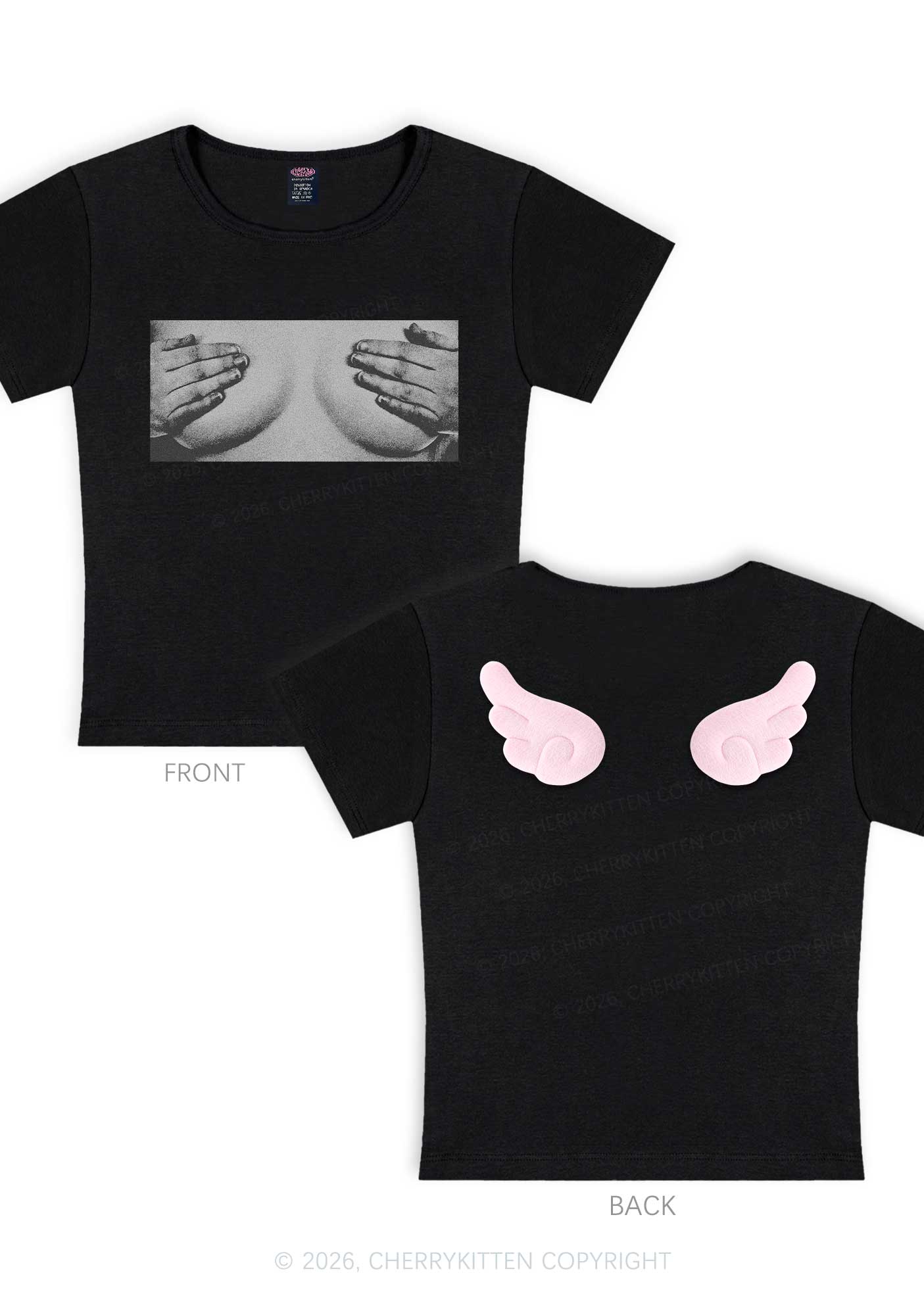 Touch Bxxbs Y2K Goth Angel Wings Baby Tee Cherrykitten