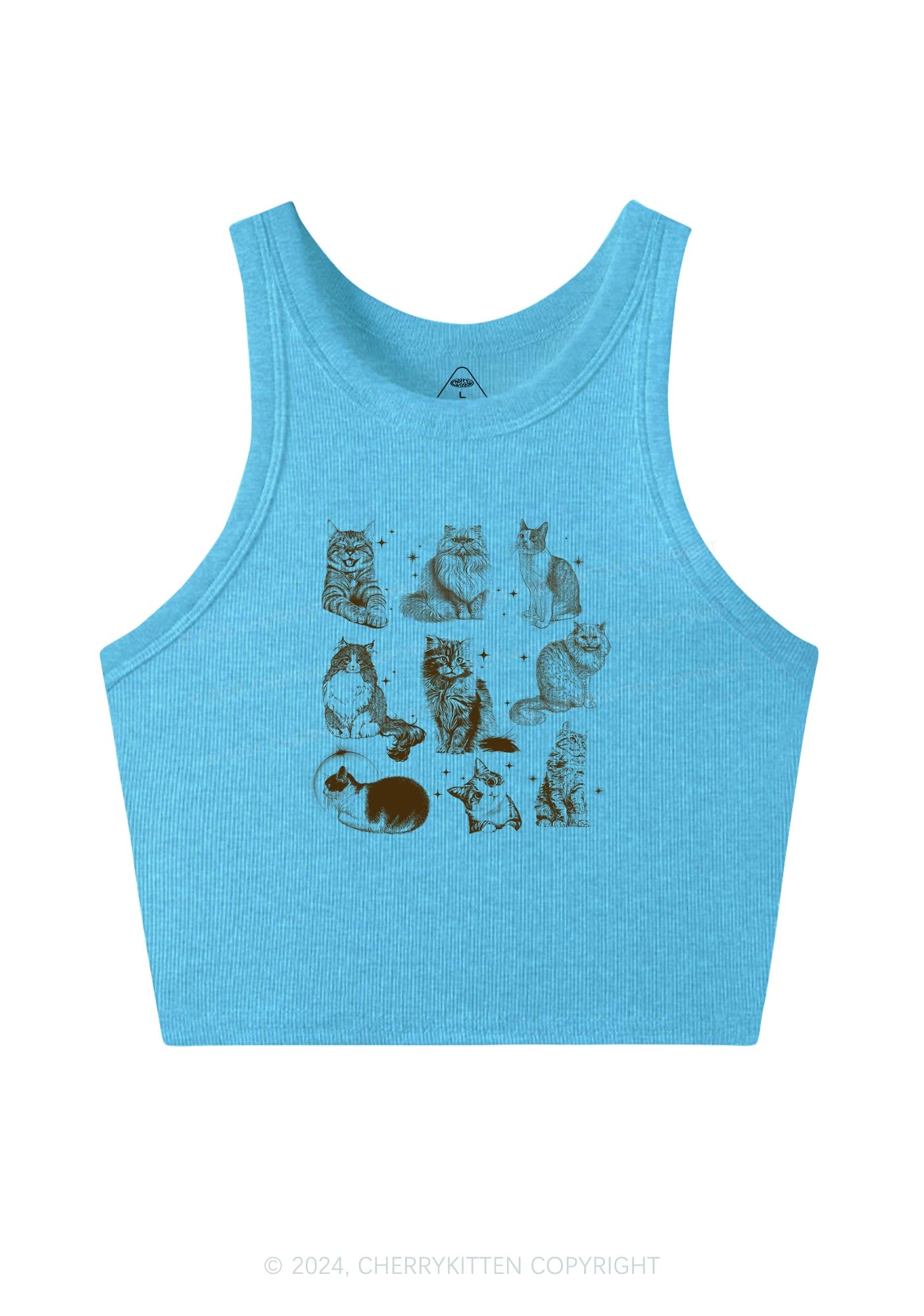 Retro Kitten Y2K Crop Tank Top Cherrykitten