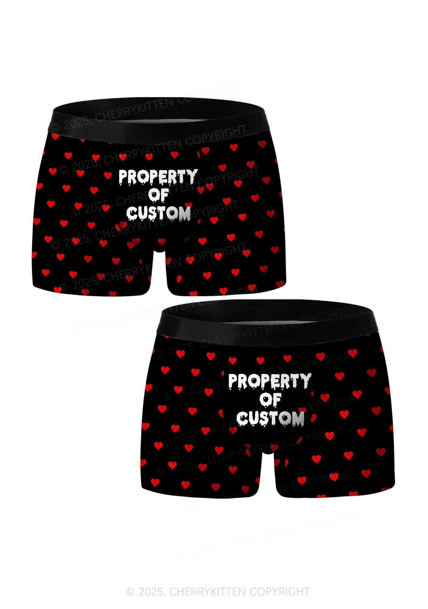 Property Of Custom Valentine's Day Y2K Print Couples Boxer Briefs Set Cherrykitten