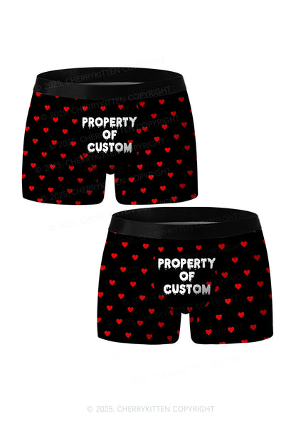 Property Of Custom Valentine's Day Y2K Print Couples Boxer Briefs Set Cherrykitten