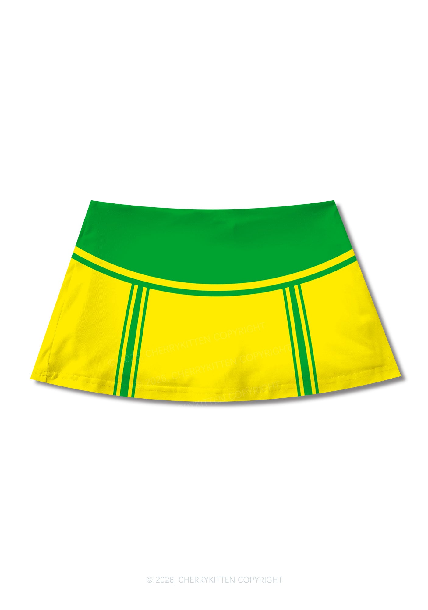 Yellow Green Flame Y2K Print Mini Skirt Cherrykitten
