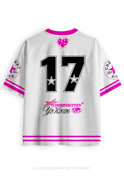 White Stargirl Y2K Sport Jersey Shirts Cherrykitten