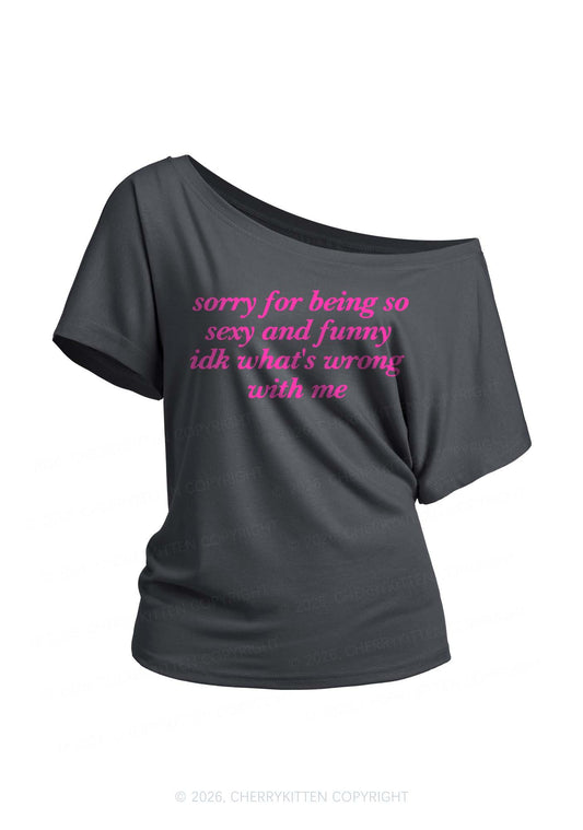 Sorry For Being So Funny Y2K Off Shoulder Tee Cherrykitten